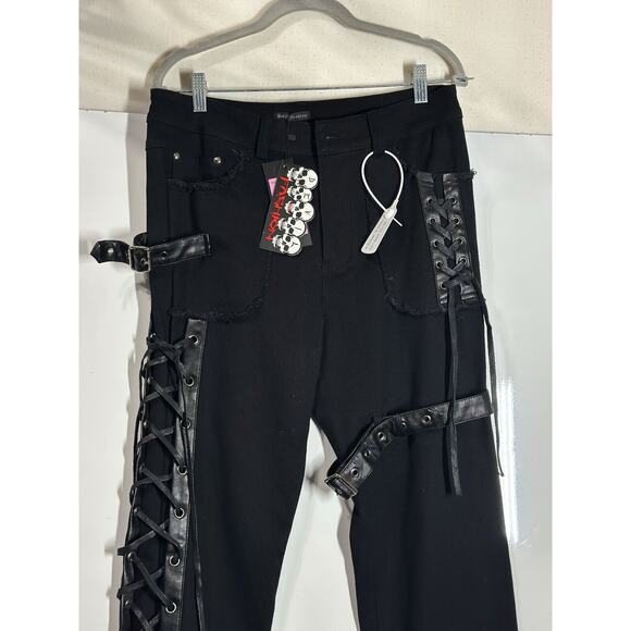 NWT Devil Fashion Mens Goth Punk Biker Grunge Side Lacing Size Small Jeans Black - Picture 4 of 16